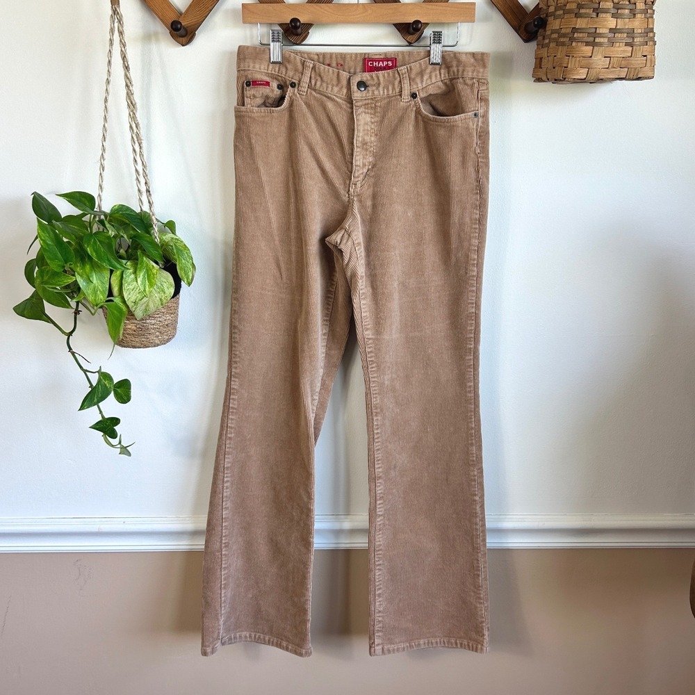 Chaps Denim Tan Khaki Corduroy Pants Size 6 Mid Rise Stretch Bootcut Trousers